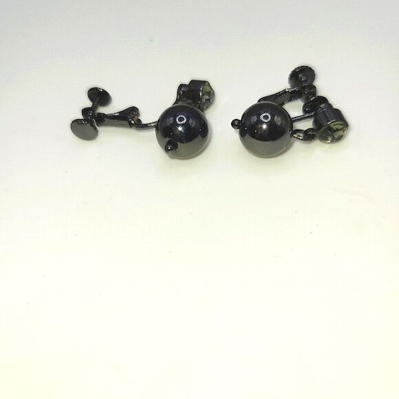 Joan Rivers Ball Clip On Earrings, Gunmetal - Picture 6 of 7
